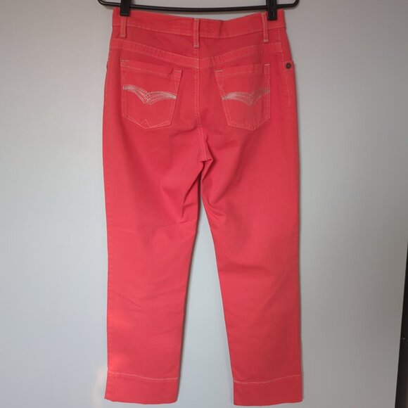 Tuzzi Italy Women's  Coral Orange Stretch Soft Denim Pants, Size US 10, F 40 - Picture 2 of 5
